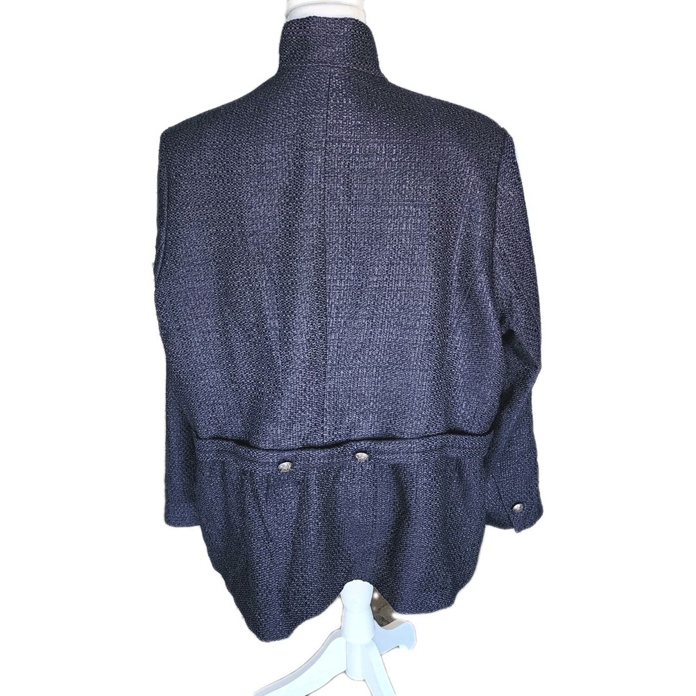 Coldwater Creek Peplum Blazer‎ Jacket Womens 20 22 Navy Blue Textured Classic - Picture 2 of 11